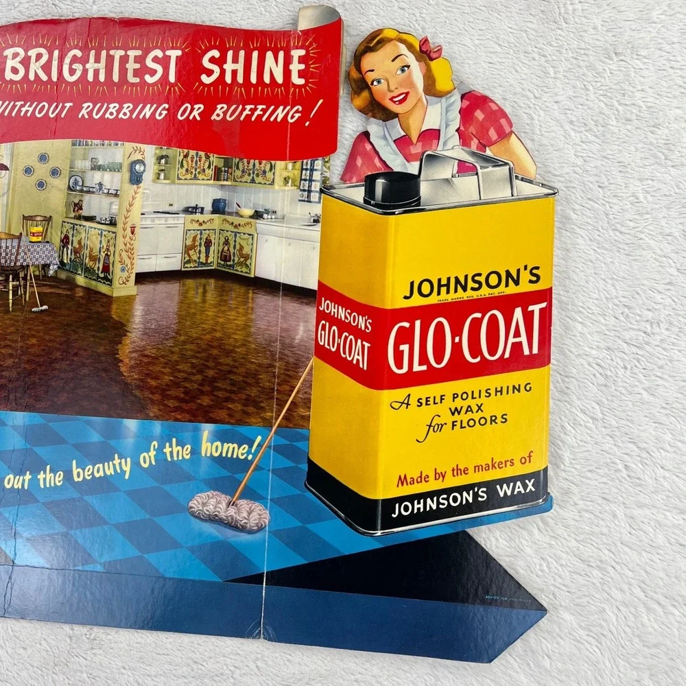 1940s Johnson Glo-Coat Wax Vintage Advertising Sign‎ 21