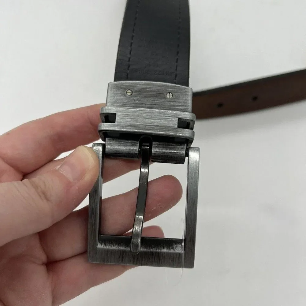 Fossil Men's Reversible Leather Belt Twist Buckle Black Brown size 42