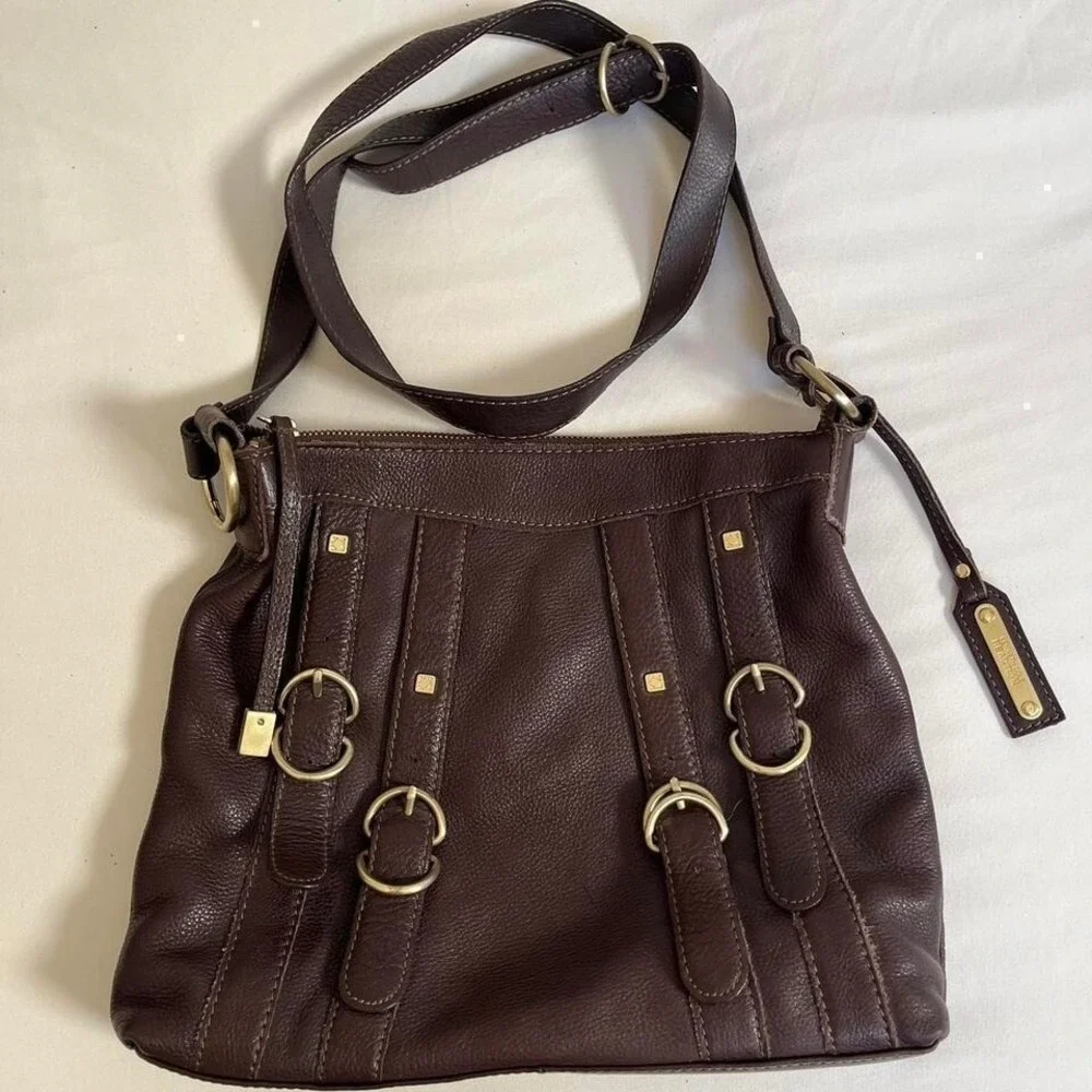 brown‎ leather purse kenneth reaction crossbody y2k