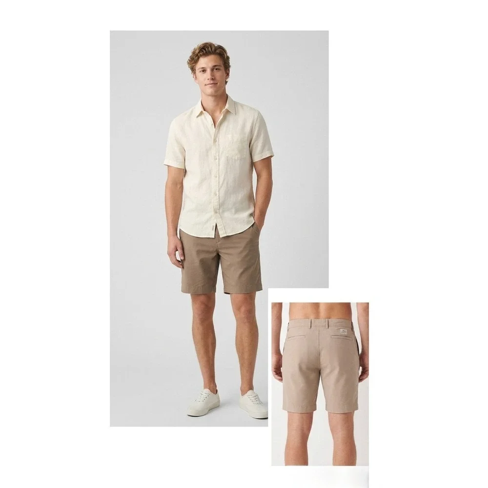 Faherty All Day Shorts Mens 42 Khaki Tan Recycled Stretch MSC0012