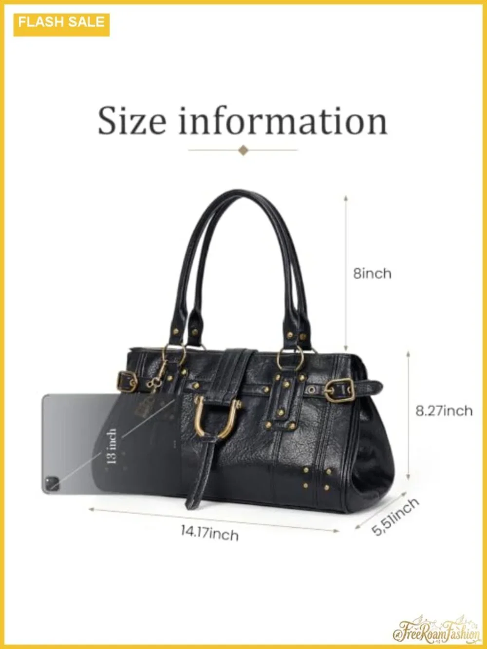 Y2K Slouchy Hobo Bag Women's PU Leather Tote with Rivet Hardware Shoulder Bag