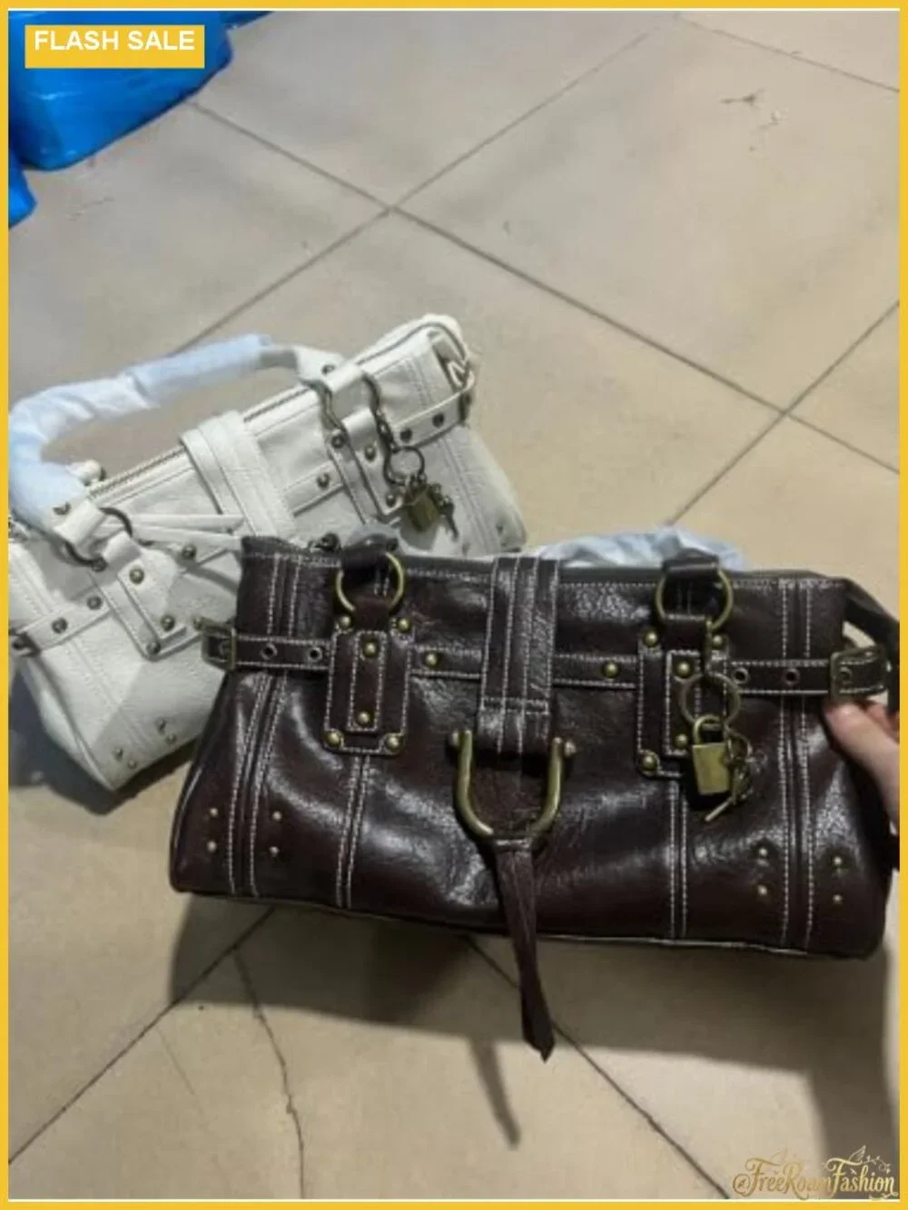Y2K Slouchy Hobo Bag Women's PU Leather Tote with Rivet Hardware Shoulder Bag