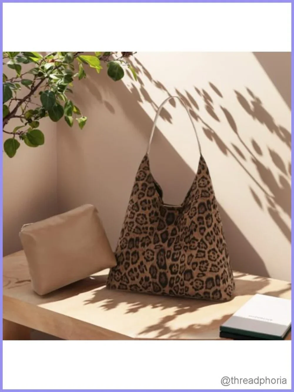 Faux Suede Leather Leopard Print Hobo Shoulder Bag Large Satchel Tote with