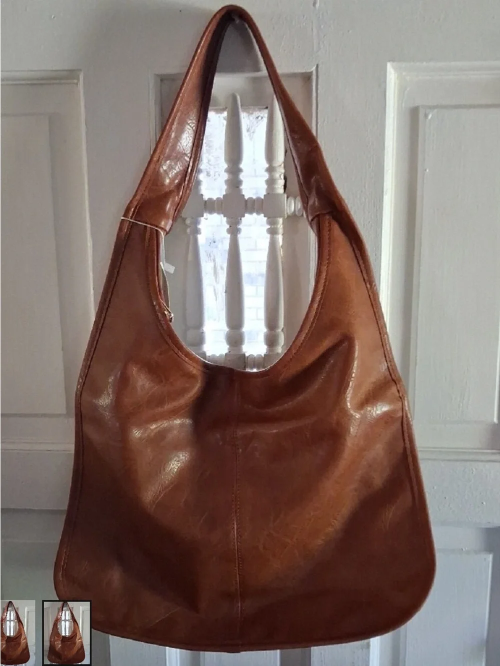 NEWBELLA Cognac Leather Hobo Bag