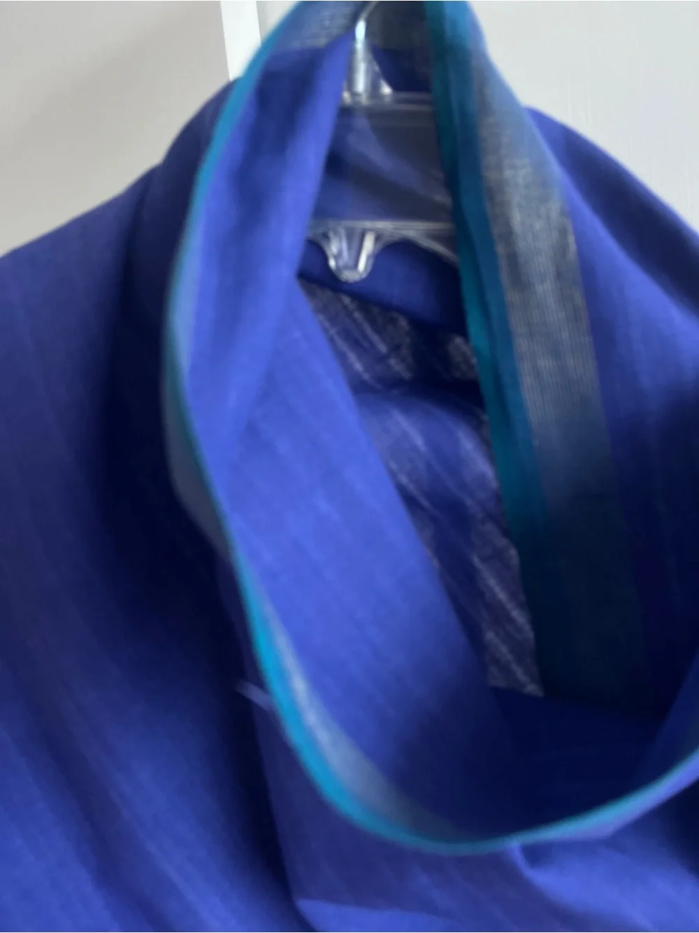 Fabindia style 100% Cotton Dupatta scarf wrap Purple Teal Green Border Gold Zari