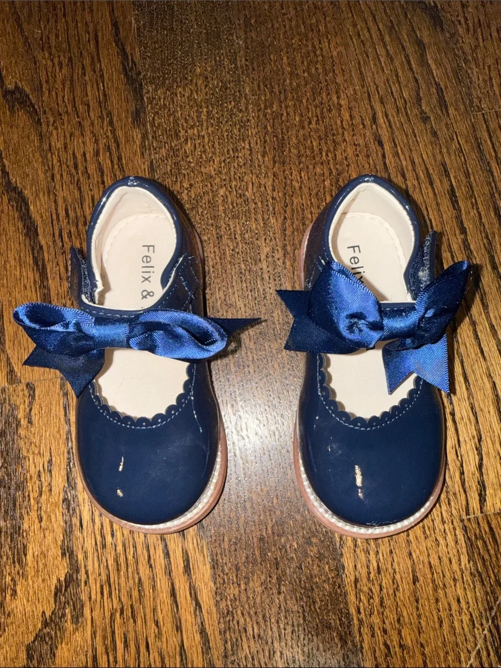 Patent Navy Bow Mary Jane Shoes