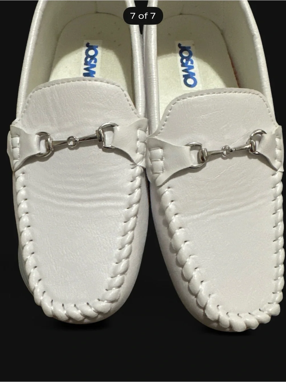 Josmo White Kids Leather Bit Moccasin Loafers