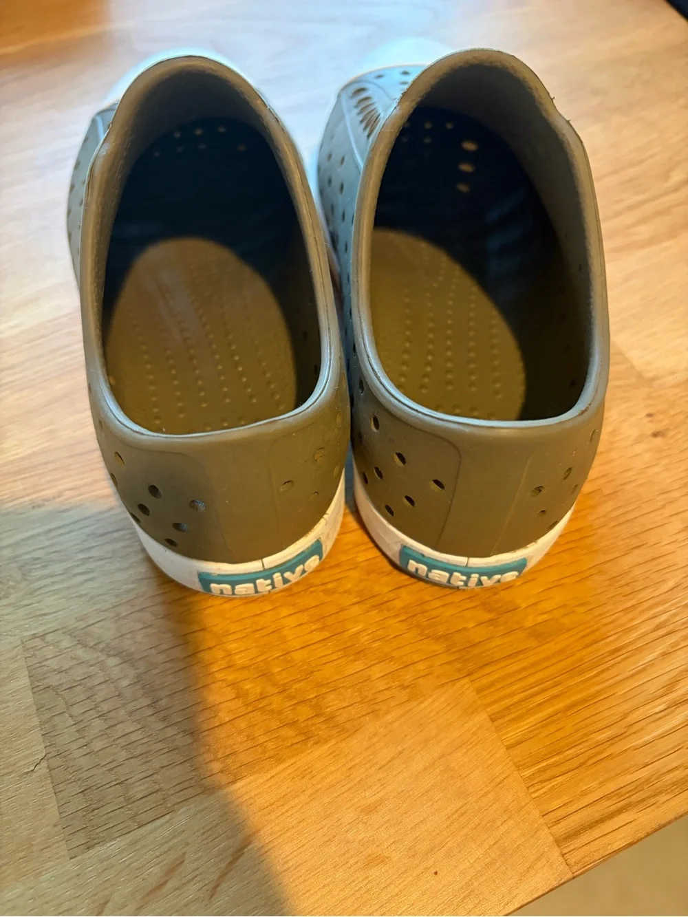 Native Kids Jefferson Slip-On Water Shoes in Olive Green with White Toe