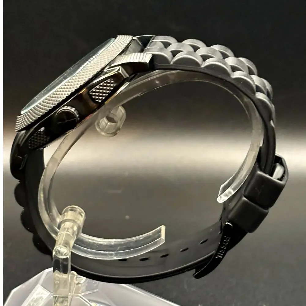 Fossil FS4487 Machine Chronograph Men’s Gunmetal Black Silicone Strap Watch