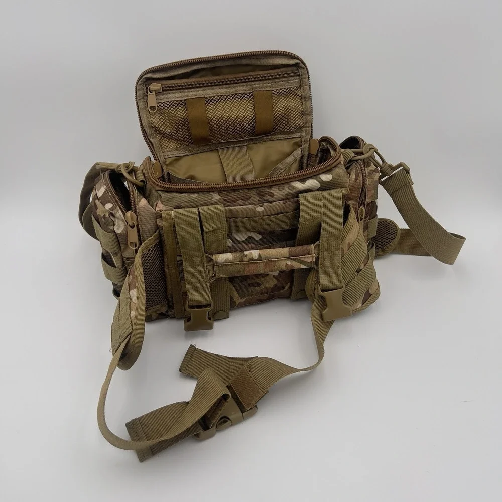 Multicam Fishing Tackle Bag Sling Shoulder Pack MOLLE Organizer Camo Gear