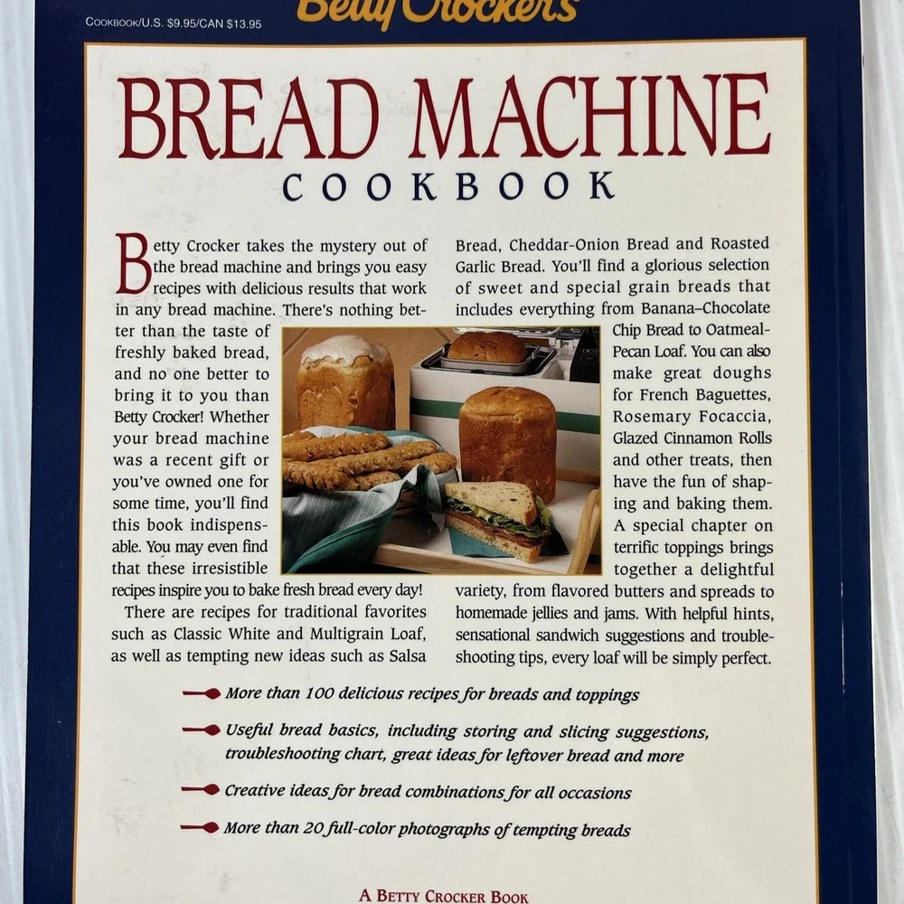 Betty Crocker's Bread Machine Cookbook Paperback Betty Crocker Ed Recipes Baking