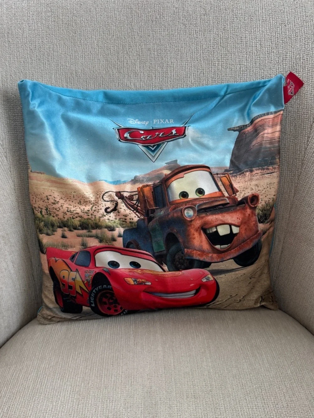 Vintage 2006 Disney Pixar Cars pillow decor Lightning McQueen Mater squishy