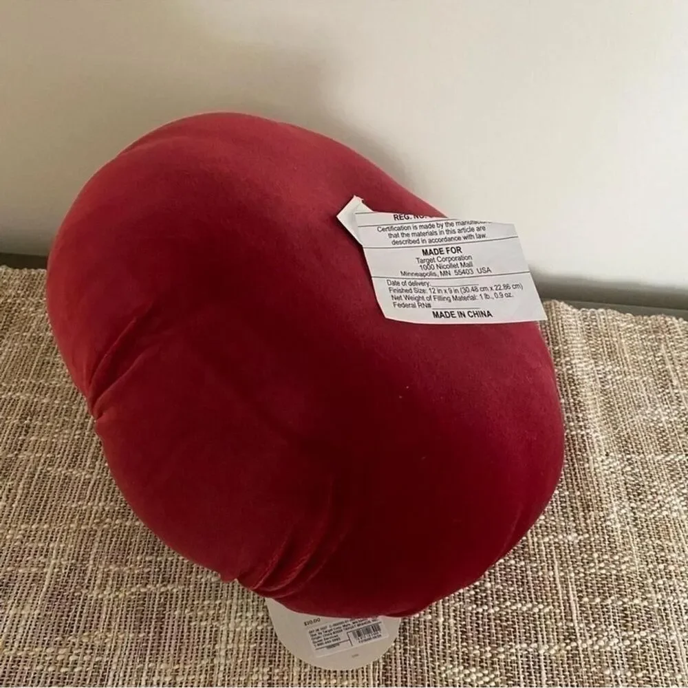 NWT THRESHOLD VELVET PUMPKIN THROW PILLOW RED MERLOT