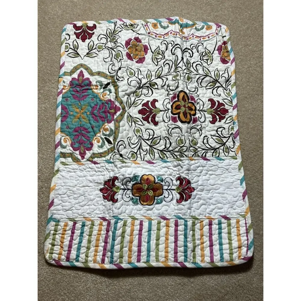 Greenland Home Fashions Quilted Pillow Shams Set of 2 Floral Striped Standard