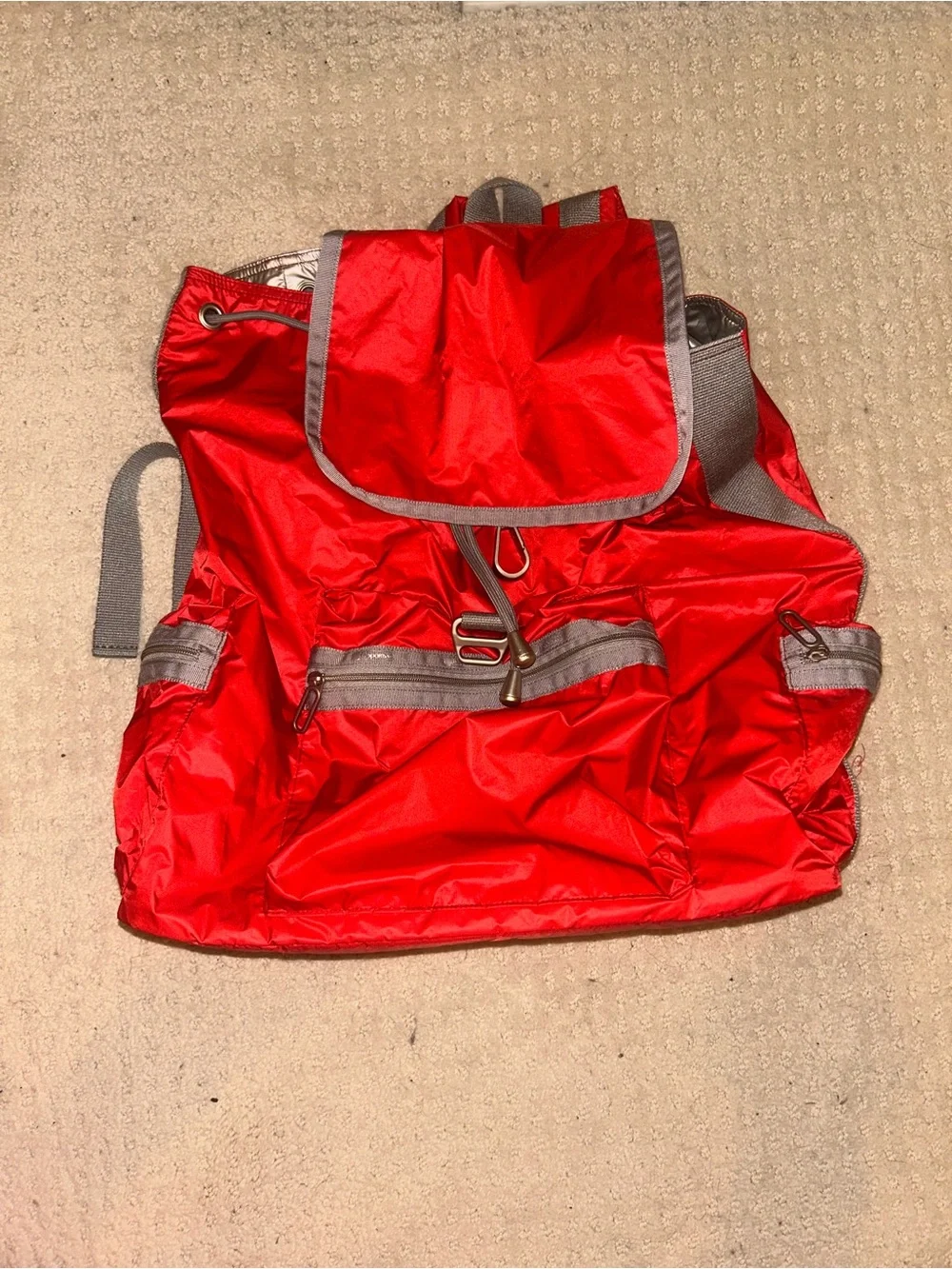 Lesportsac Voyager Red Backpack with Gray Trim