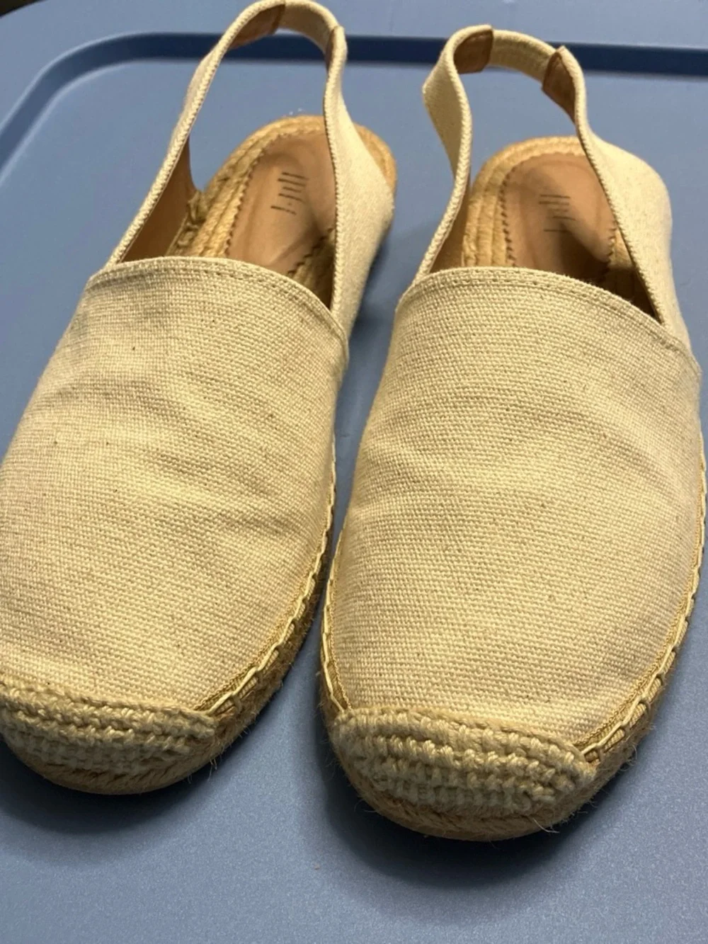 J Jill cream canvas, and leather espadrilles.