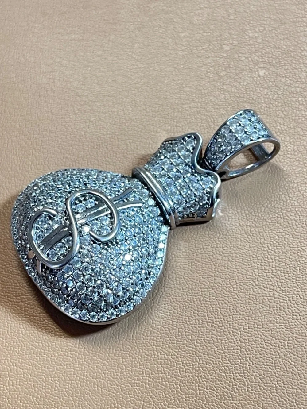 Money Bag Monopoly DahWear925 Sterling Silver CZ Hip Hop Pendant
