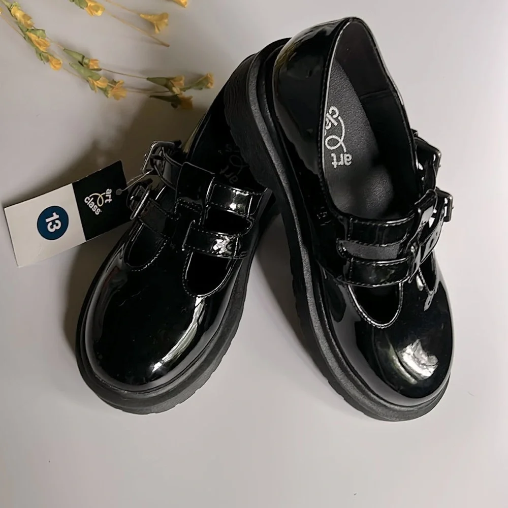 Art Class Eden Mary Jane Black Patent Dress Shoe Flats Faux Leather