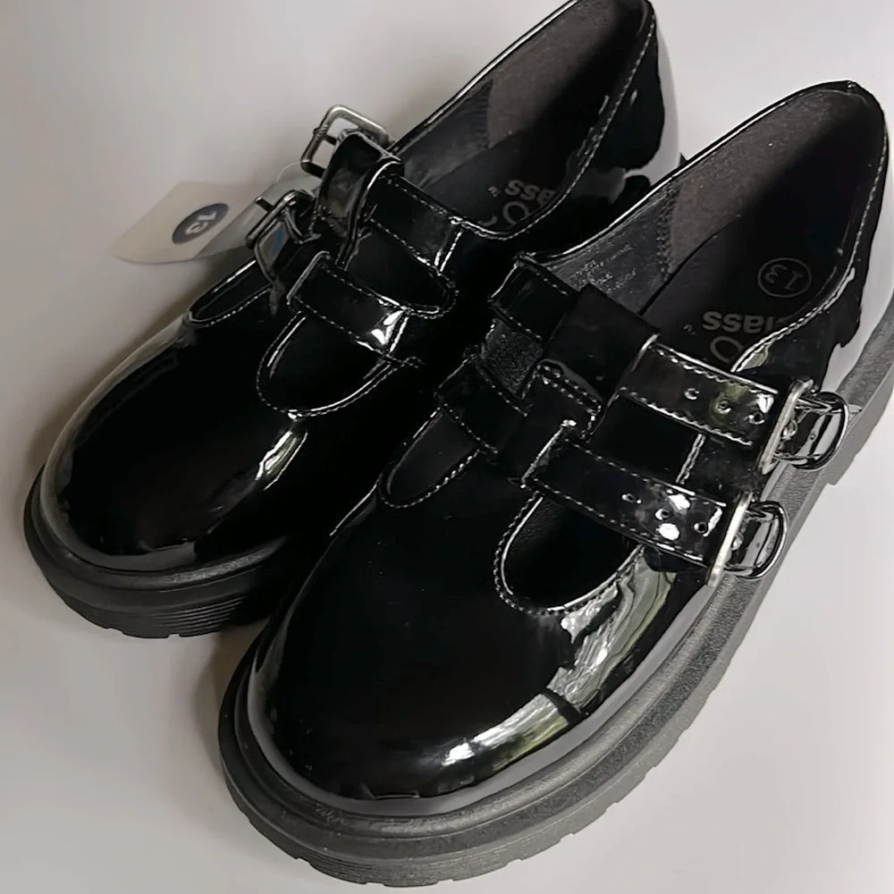 Art Class Eden Mary Jane Black Patent Dress Shoe Flats Faux Leather