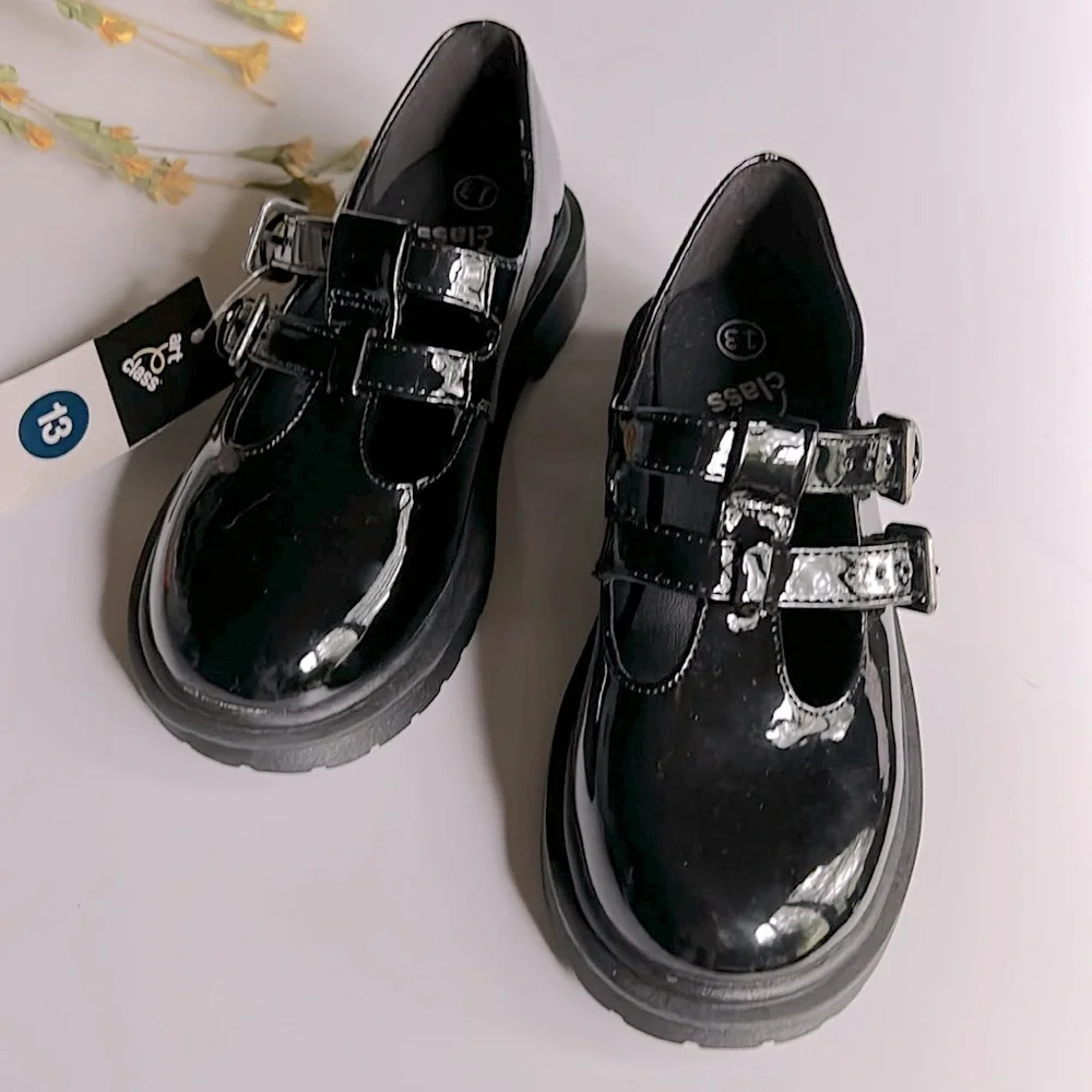Art Class Eden Mary Jane Black Patent Dress Shoe Flats Faux Leather