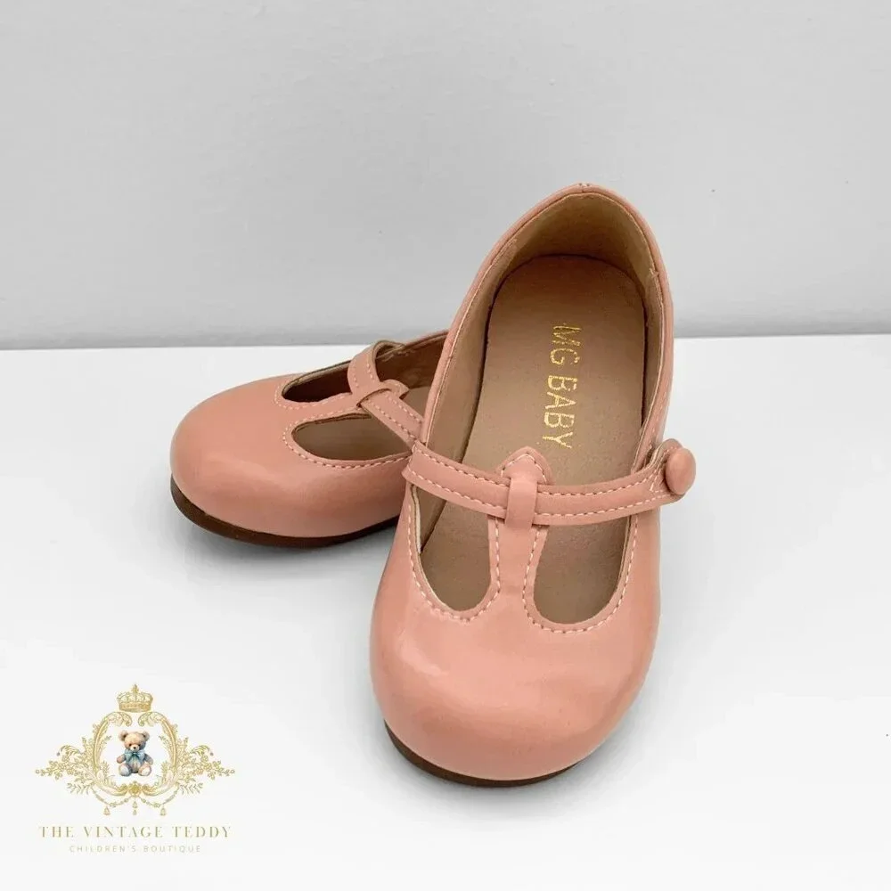 NWT Pretty Girls Mary Jane Flats Vintage Style Children's Shoes Blush Pink 12.5