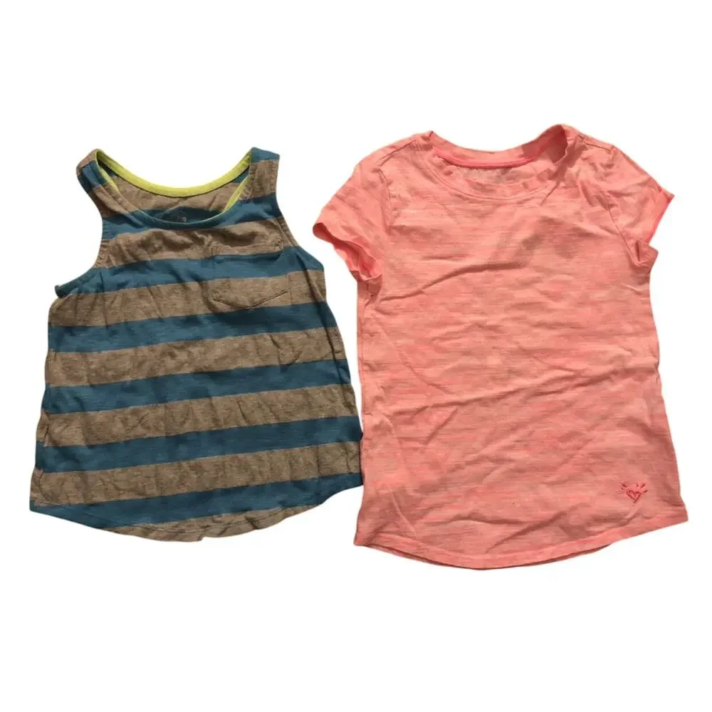 Justice Teal Stripe Tank And Pink Shirt Bundle size 6