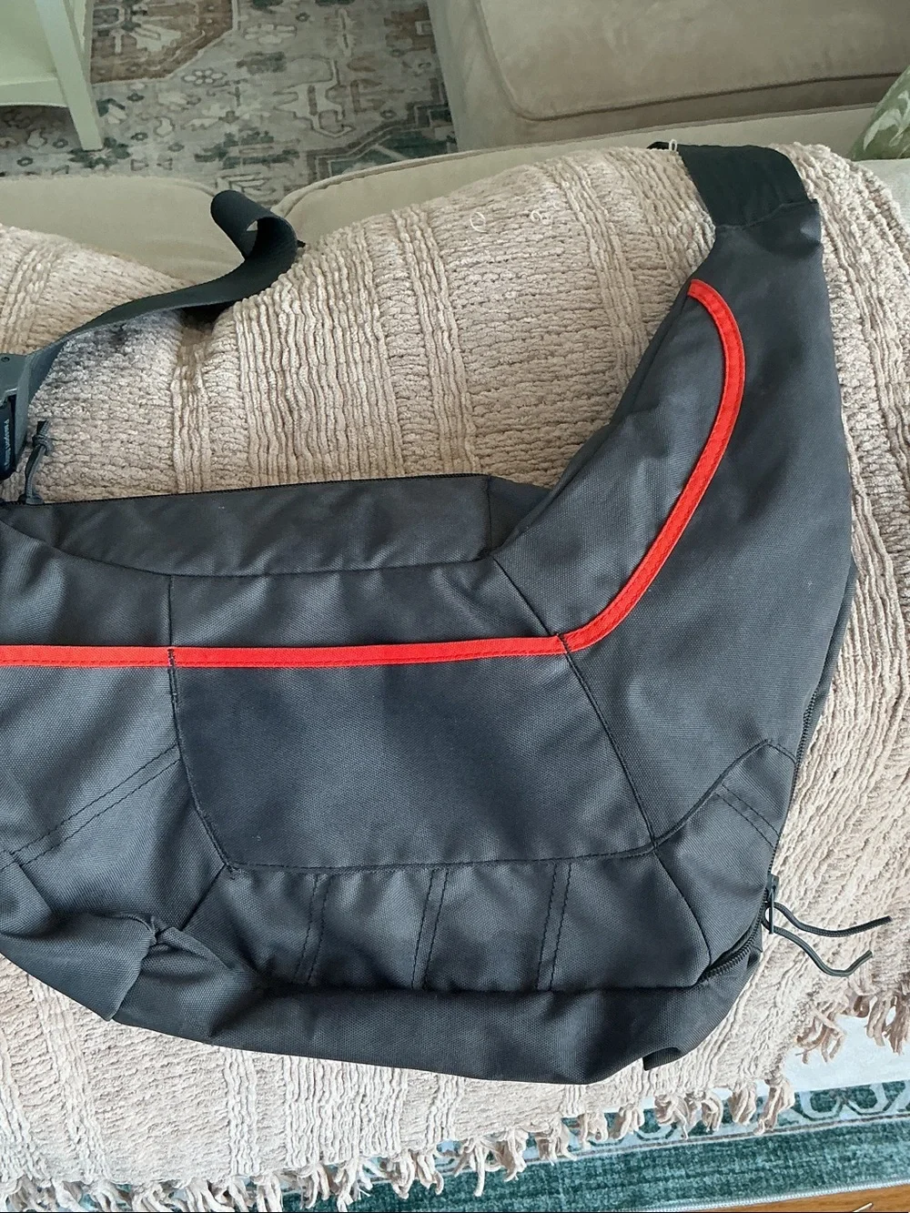 Lowepro Black Messenger Bag with Red Trim