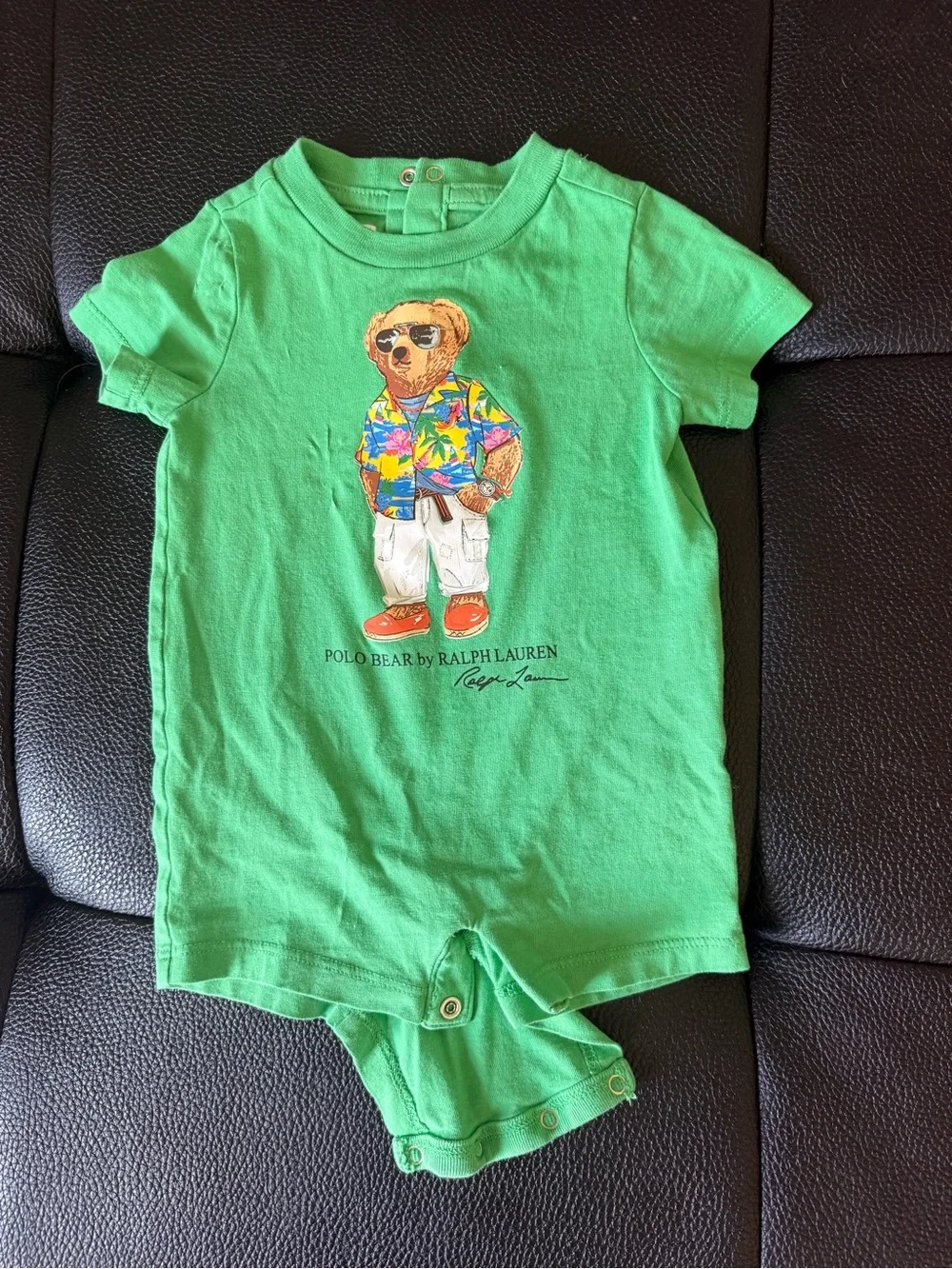 Ralph Lauren Green Polo Bear One-Piece 3 months