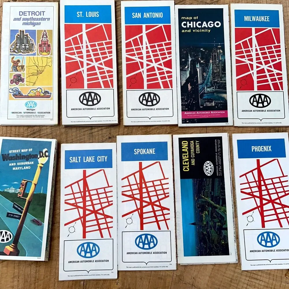 Vintage 1971 1975 1970's Road map AAA Automobile Club HTF One Owner Cities 10