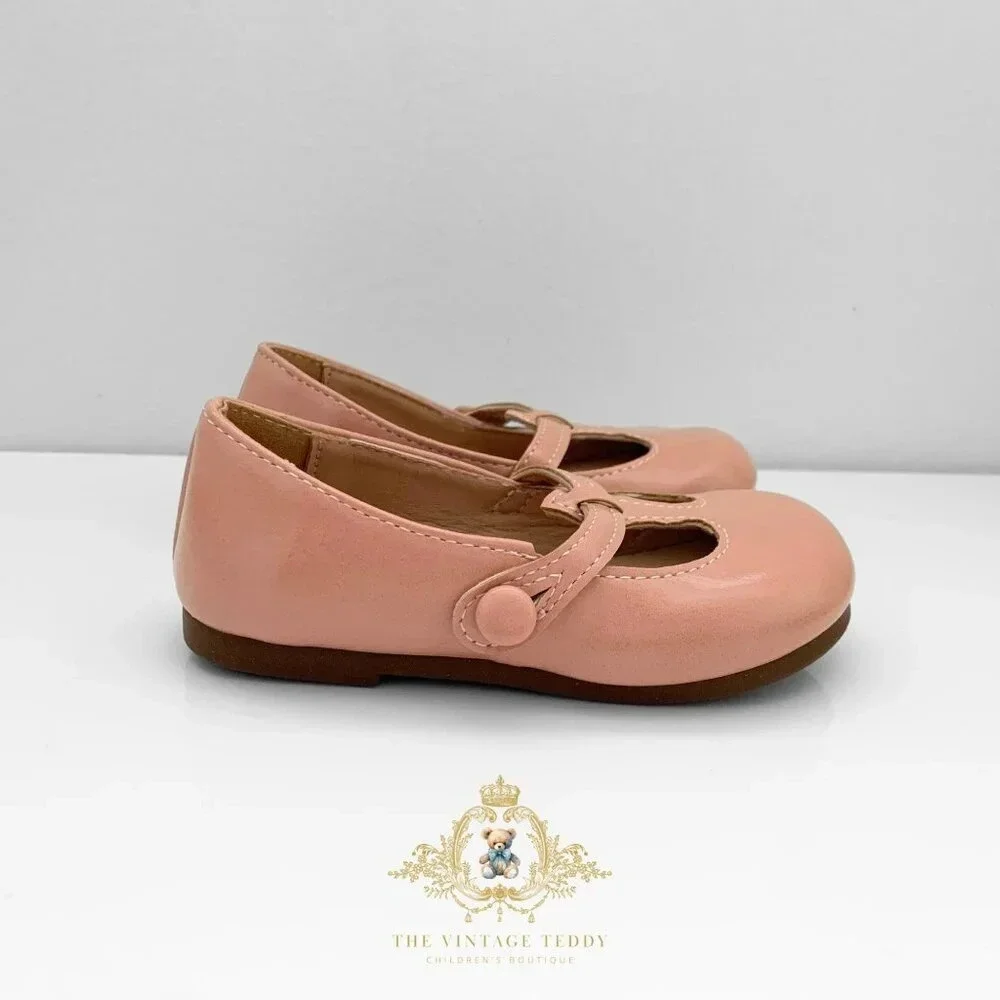NWT Pretty Girls Mary Jane Flats Vintage Style Children's Shoes Blush Pink 5.5