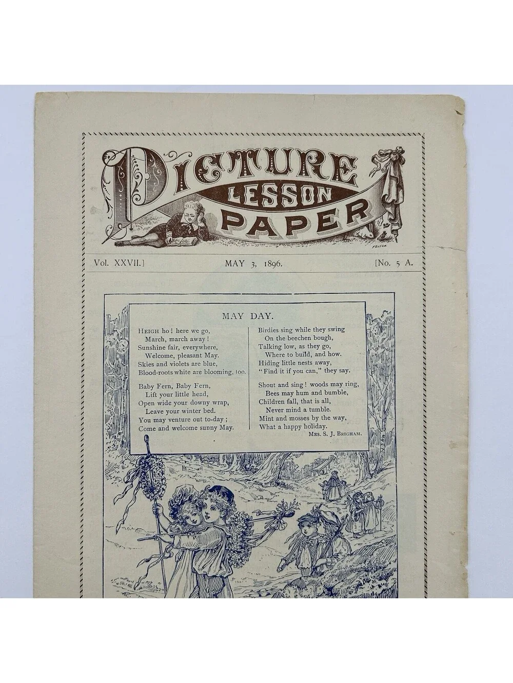 1892 Picture Paper Lesson Aug.7, 19th Century Children’s Religious Lesson    C22