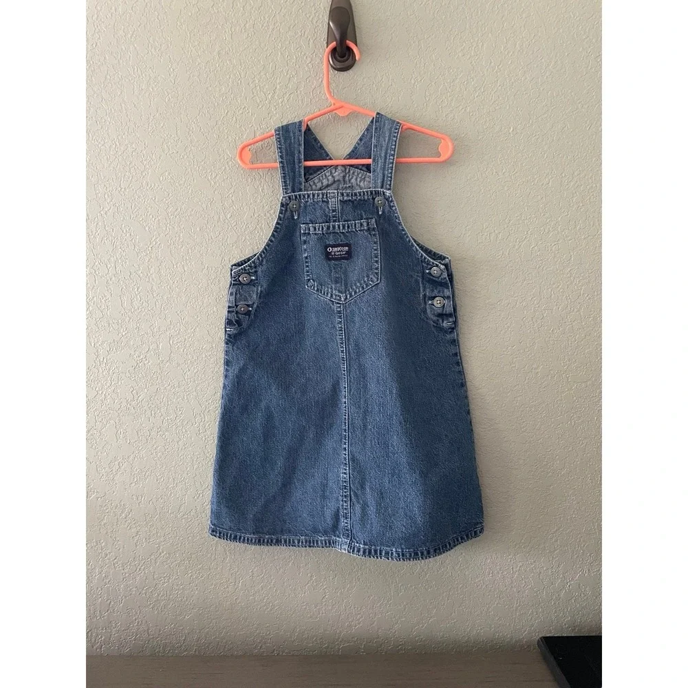 Vintage Oshkosh B'gosh Girls Small‎ 6 Skirtall Denim Blue Overall Dress
