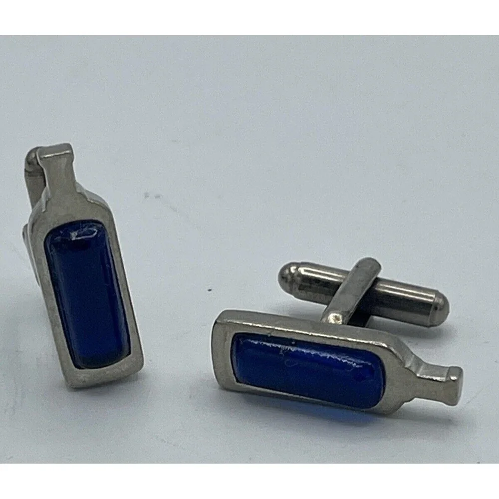 Men’s Blue Glass Bottle Cuff Links