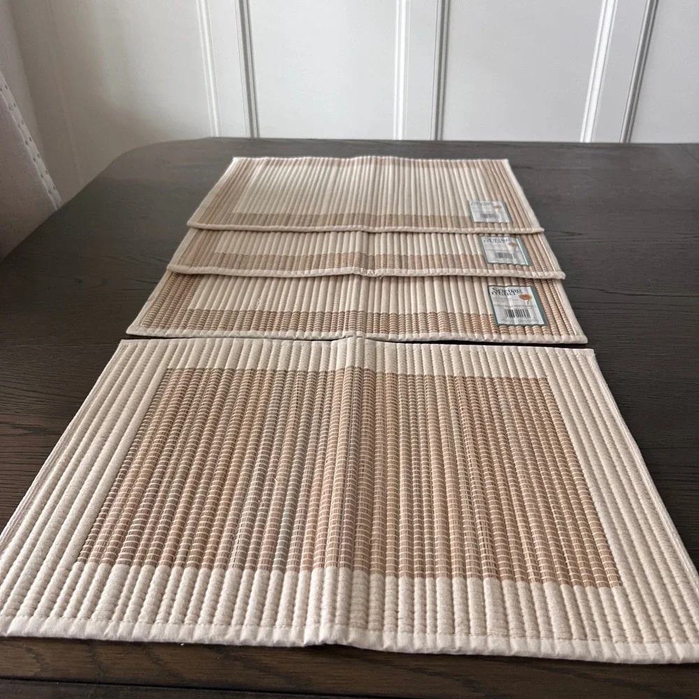 Springmaid Straw Cotton Placemats Set of 4 Natural Tan Rectangular 18