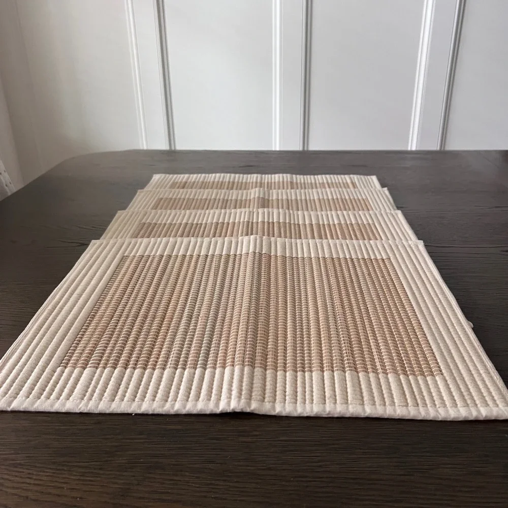 Springmaid Straw Cotton Placemats Set of 4 Natural Tan Rectangular 18