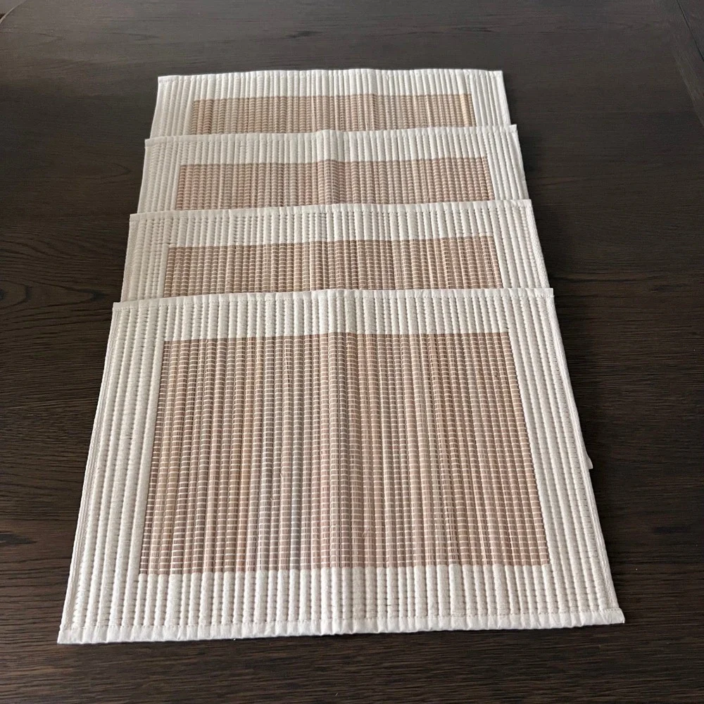 Springmaid Straw Cotton Placemats Set of 4 Natural Tan Rectangular 18