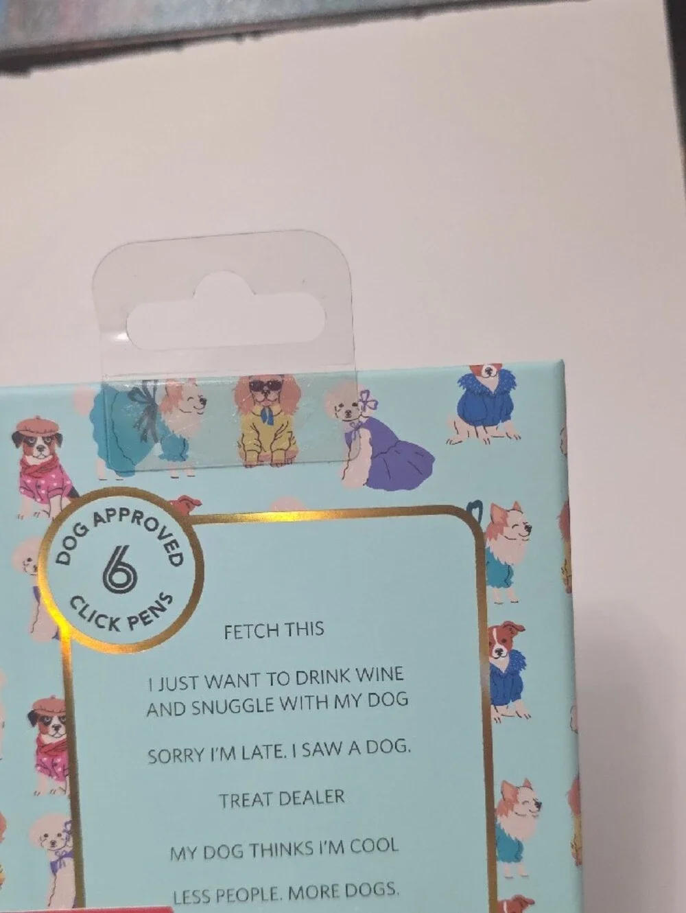 Cute Dog-Themed Click Pens - Blue & Purple Set of 6