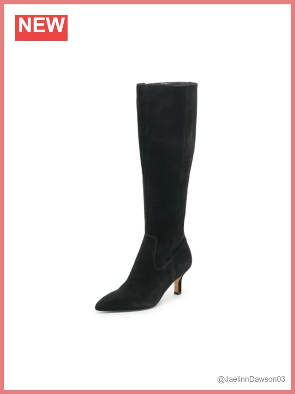Knee High Boot Leather Look Waterproof Pull On