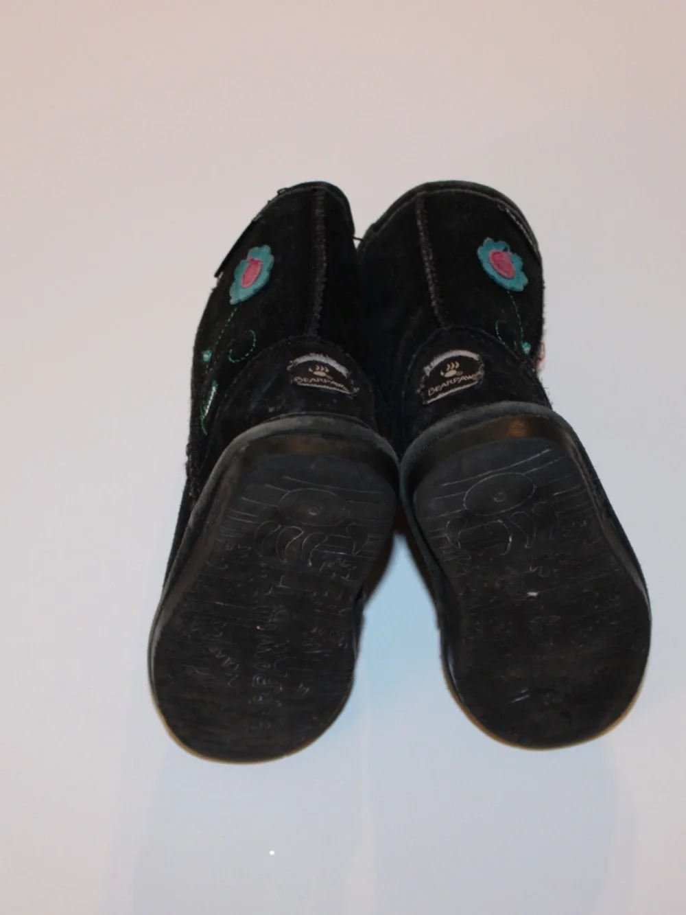 Bearpaw Buttercup Girls Black Suede Winter Boots Floral Size 8 Toddler