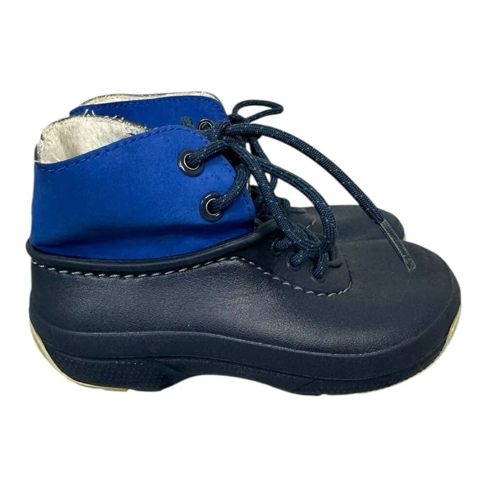 Crocs Kids Blitzen Convertible Clog And Bootie Faux Fur Lined Blue Sz 10/11