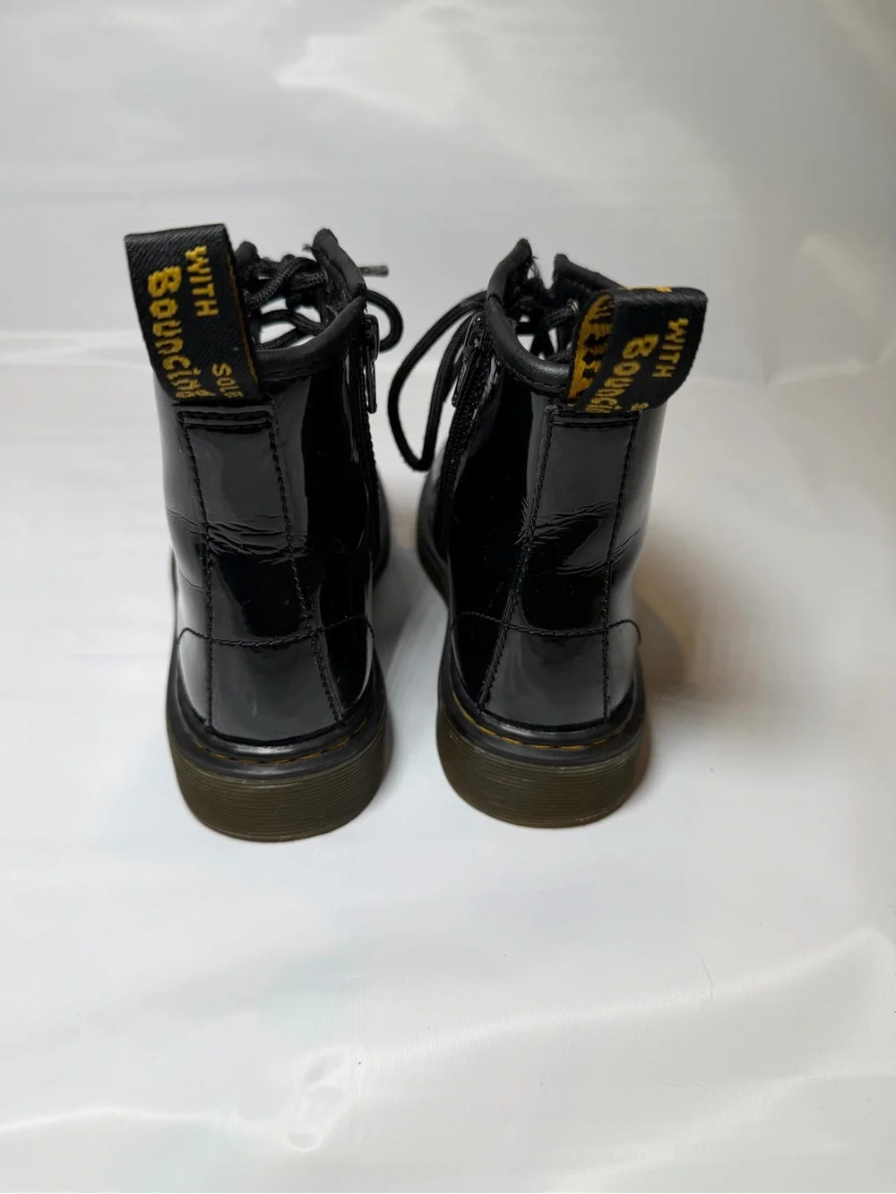 Dr. Martens Black Patent Lace-Up Side-Zip Boots