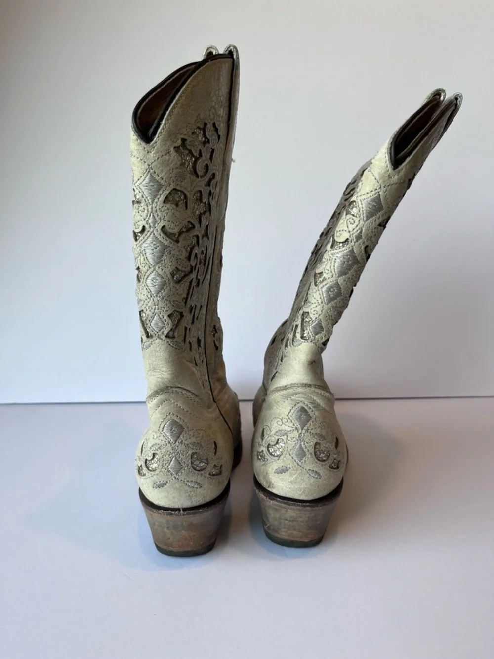 Corral White Glitter Inlay Cowgirl Western Boots