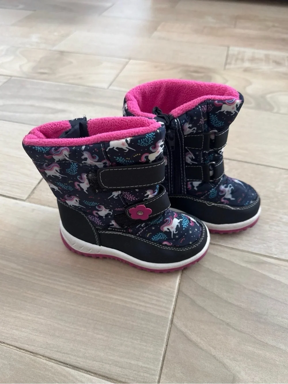 Girls' Unicorn Winter Boots - Pink & Navy