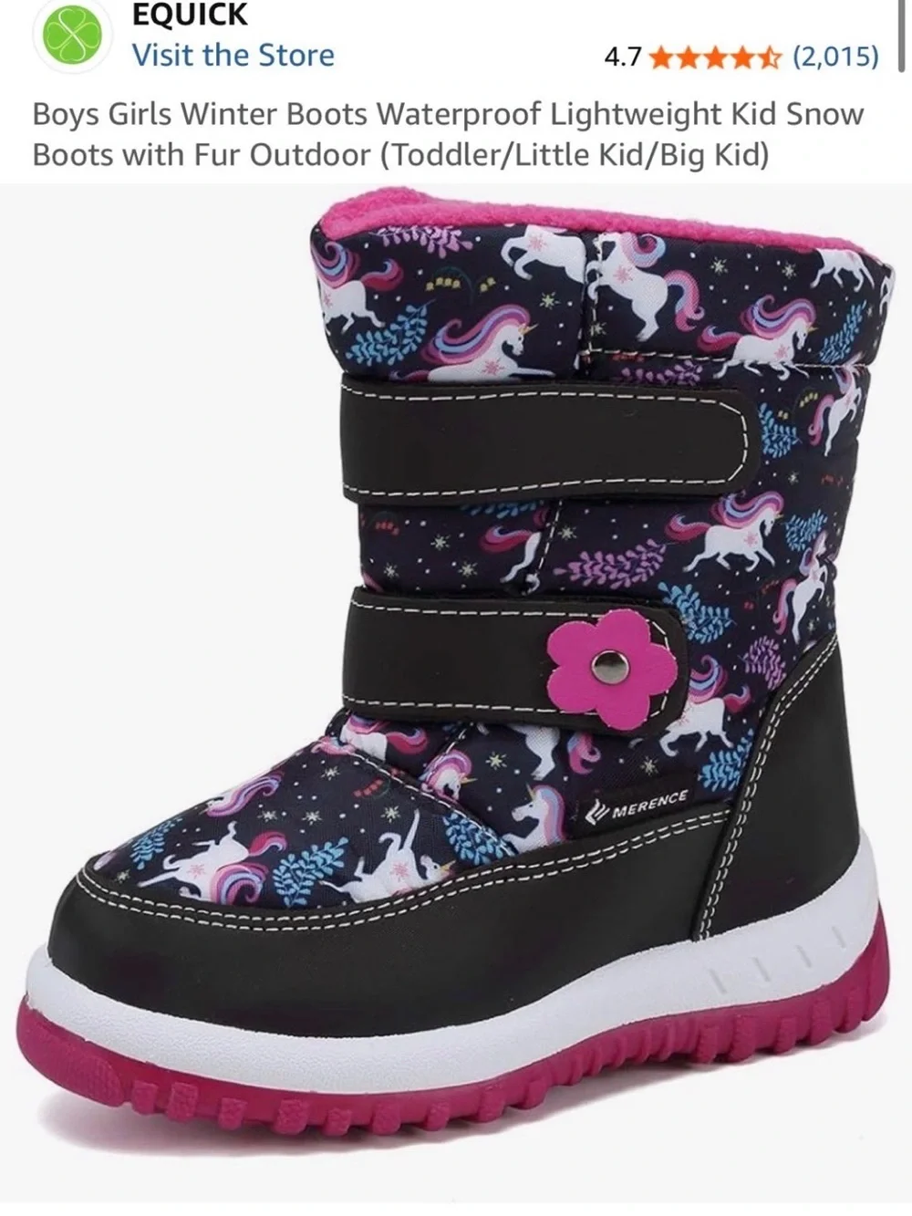 Girls' Unicorn Winter Boots - Pink & Navy