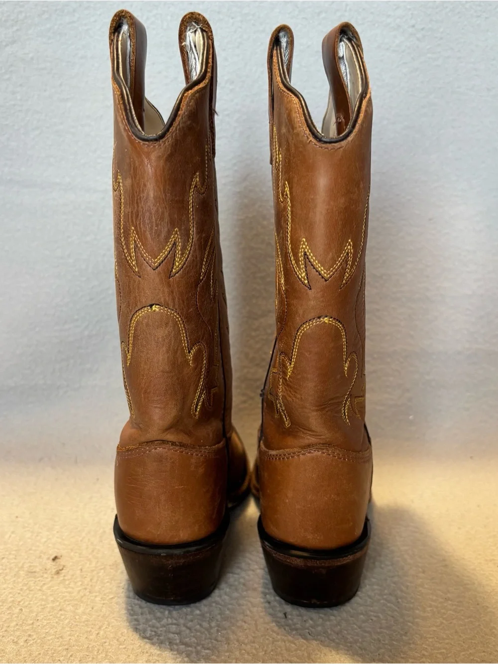 Old West Children’s Snip Toe size 10.5-D Western Leather Cowboy Boots Tan CF8229