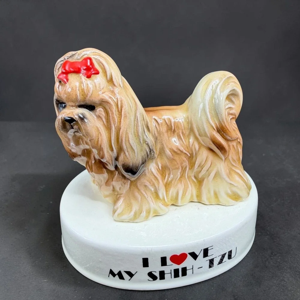 George Good Japan Shih Tzu Dog Figurine I Love My Shih‎ Tzu Vintage Ceramic 3in
