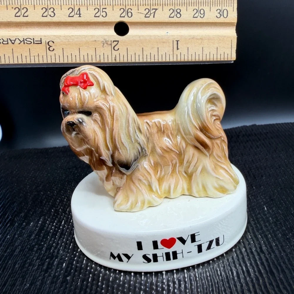 George Good Japan Shih Tzu Dog Figurine I Love My Shih‎ Tzu Vintage Ceramic 3in