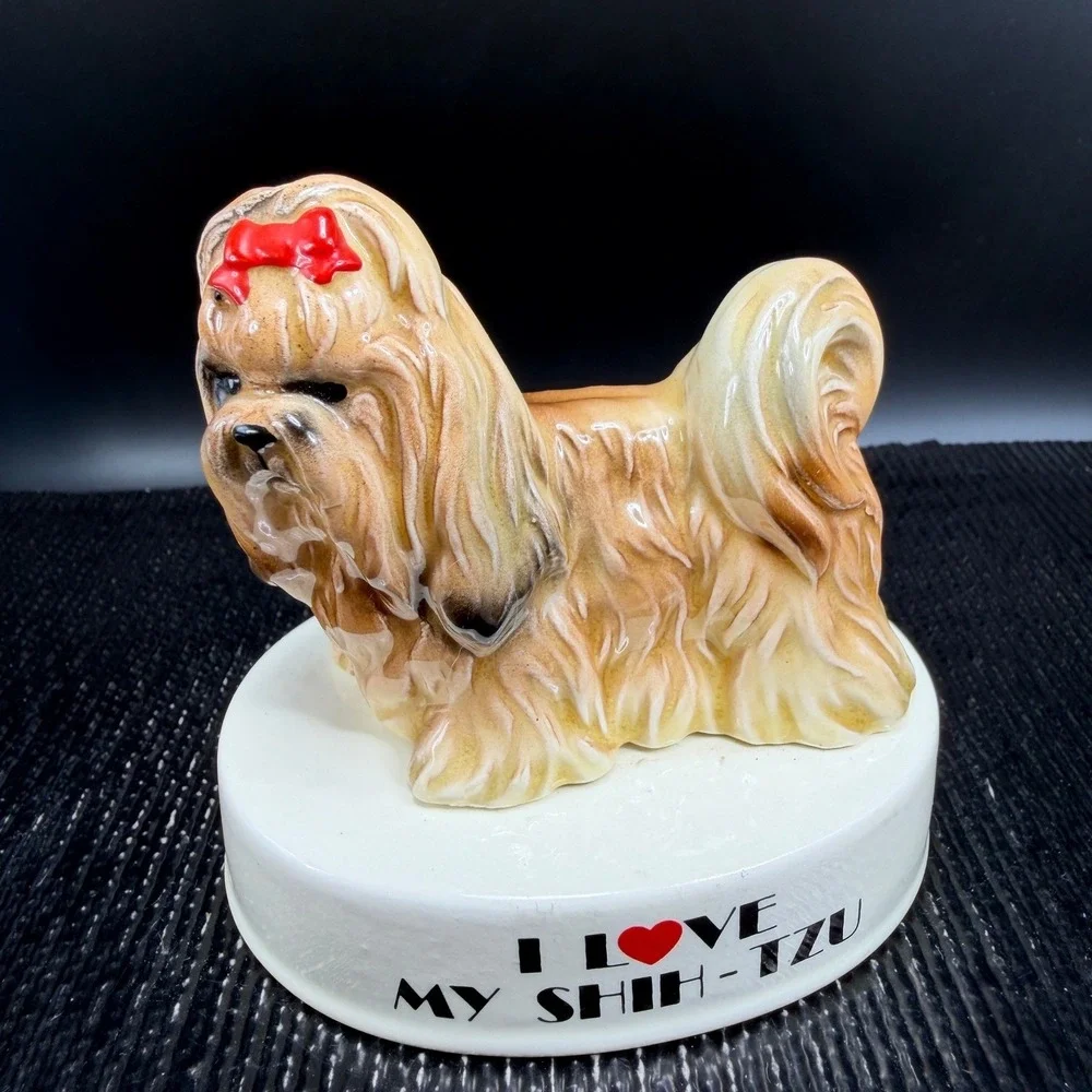 George Good Japan Shih Tzu Dog Figurine I Love My Shih‎ Tzu Vintage Ceramic 3in