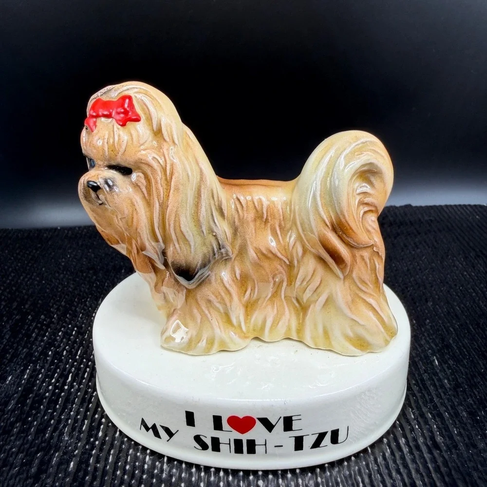 George Good Japan Shih Tzu Dog Figurine I Love My Shih‎ Tzu Vintage Ceramic 3in