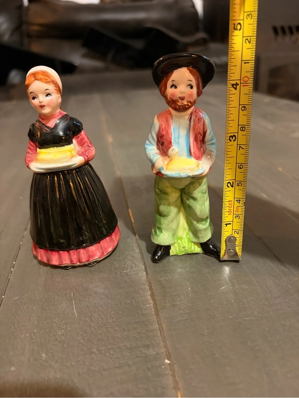 Vintage Hand-Painted Dutch Couple Salts and Pepper Shakers Japan